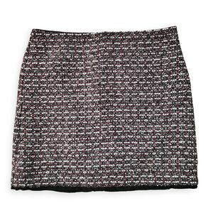 LOFT Outlet Metallic Fringe Tweed Textured Sequin Mini Skirt Women Sz 14